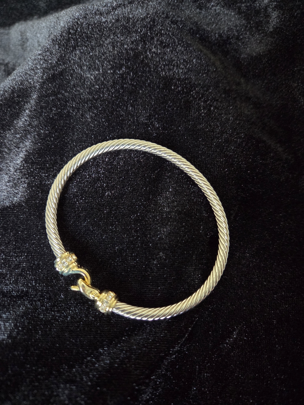 Gold and Silver Twist Cable Bangle Bracelet - Women Jewelry